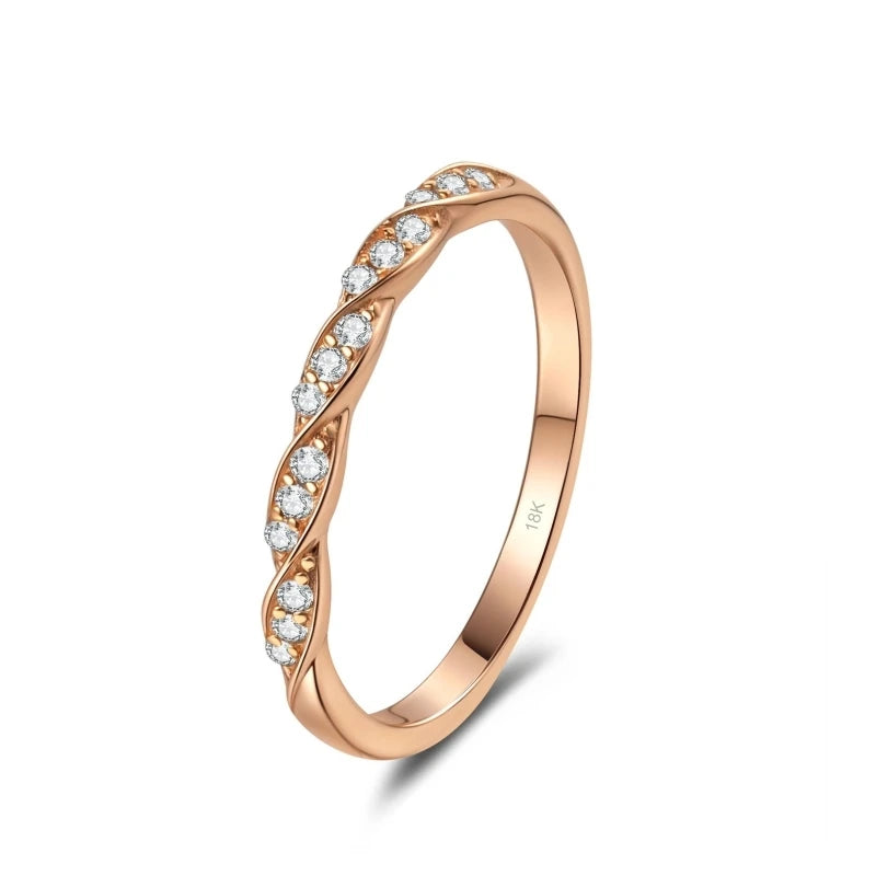 Daughter Birthday Gift 18K Rose Gold Women Wedding Band 0.12CT Moissanite Diamond Girl Valentine's Day Lady Christmas Gift Rings