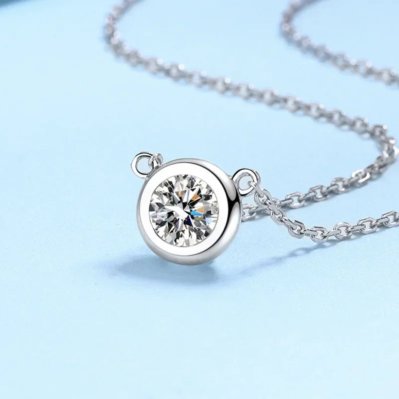 Daughter Adult's Day 18K White Gold Girl Birthday Gift 0.5/1CT Moissanite Diamond Women Valentine's Day PT950 Platinum Necklaces