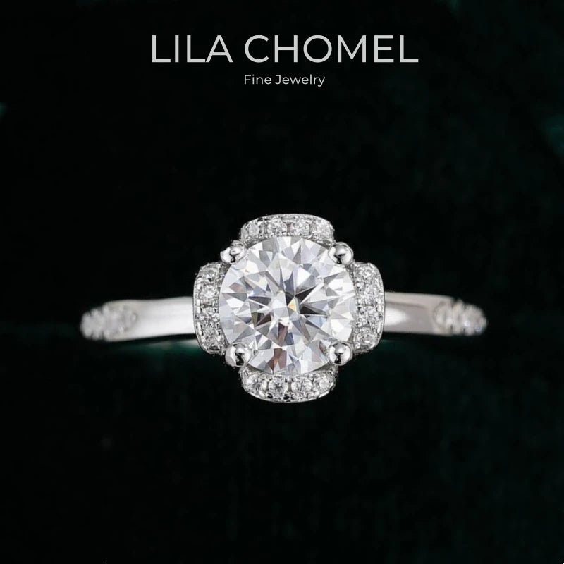 Girl Engagement 18K White Gold Wedding Band 1CT VVS 1 D Color Moissanite Diamond Women PT950 Platinum Birthday Gift Fine Jewelry