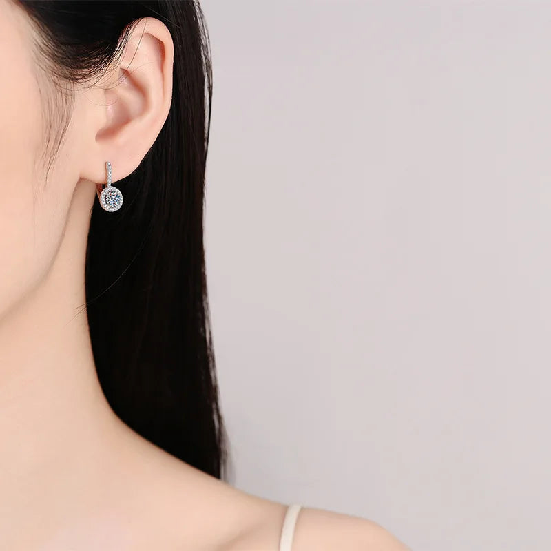 Engagement 18K White Gold Women Wedding Jewelry Drop Earrings 0.5/1CT Moissanite Diamond Girl Birthday Daughter Adult's Day Gift