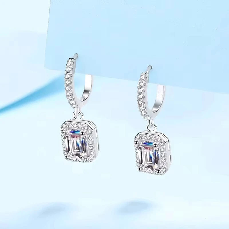 Girlfriend 18K White Gold Birthday Gift 1/2CT Moissanite Diamond Women Valentine's Day Drop Earrings PT950 Platinum Fine Jewelry