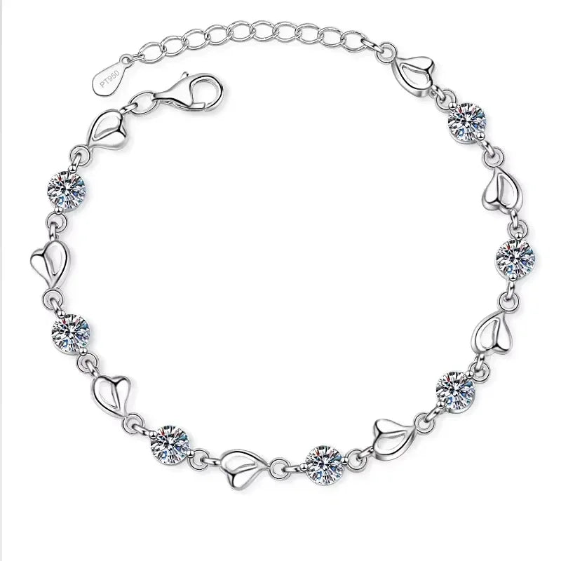 Pulseiras de platina PT950 para presente de aniversário de filha e namorada, dia dos namorados, 3,5 ct, diamante moissanite, joias finas para casamento