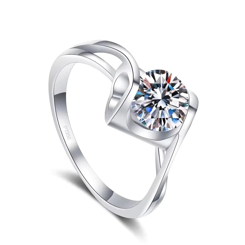Wedding Band Fine Jewelry Platinum PT950 Rings for Women Engagement Moissanite Diamond VVS1 D Color 0.5/1ct Girl Valentine's Day