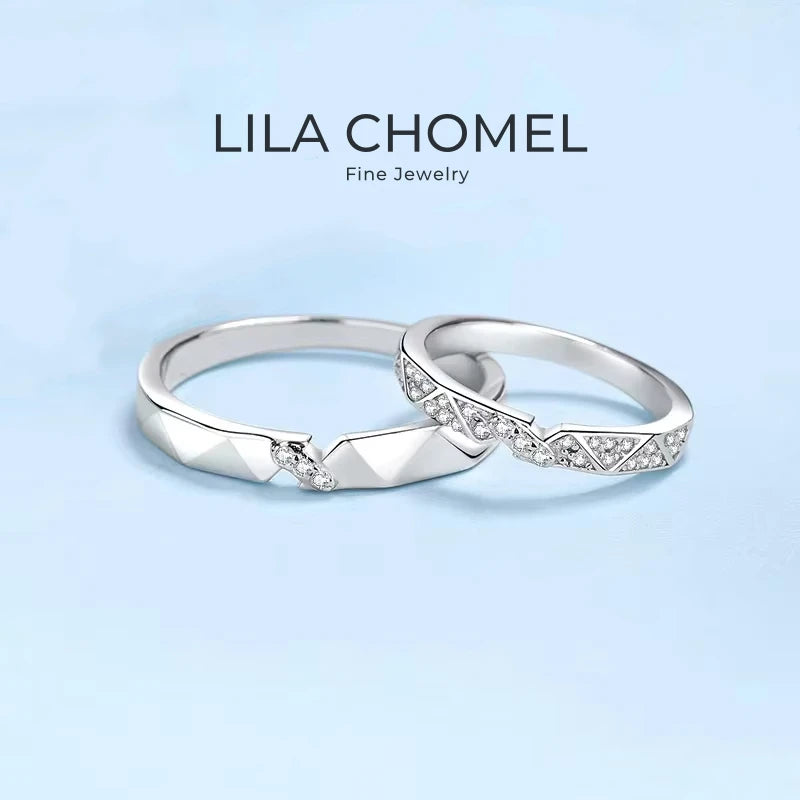 Birthday Gift 18K White Gold Women Men Couple Rings Valentine's Day Unisex 0.48ct Moissanite Diamond Lovers Girl Wedding Bands