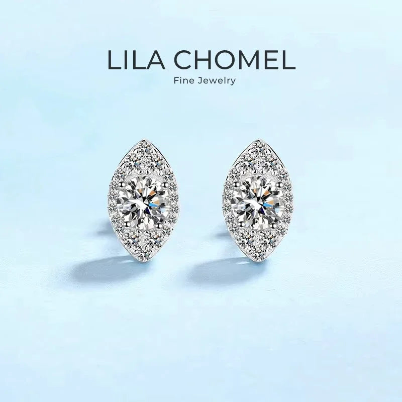 Girlfriend PT950 Platinum Earplug Stud Earrings Women Birthday Gift 1CT Oval Moissanite Diamond Valentine's Day Fine Jewelry INS
