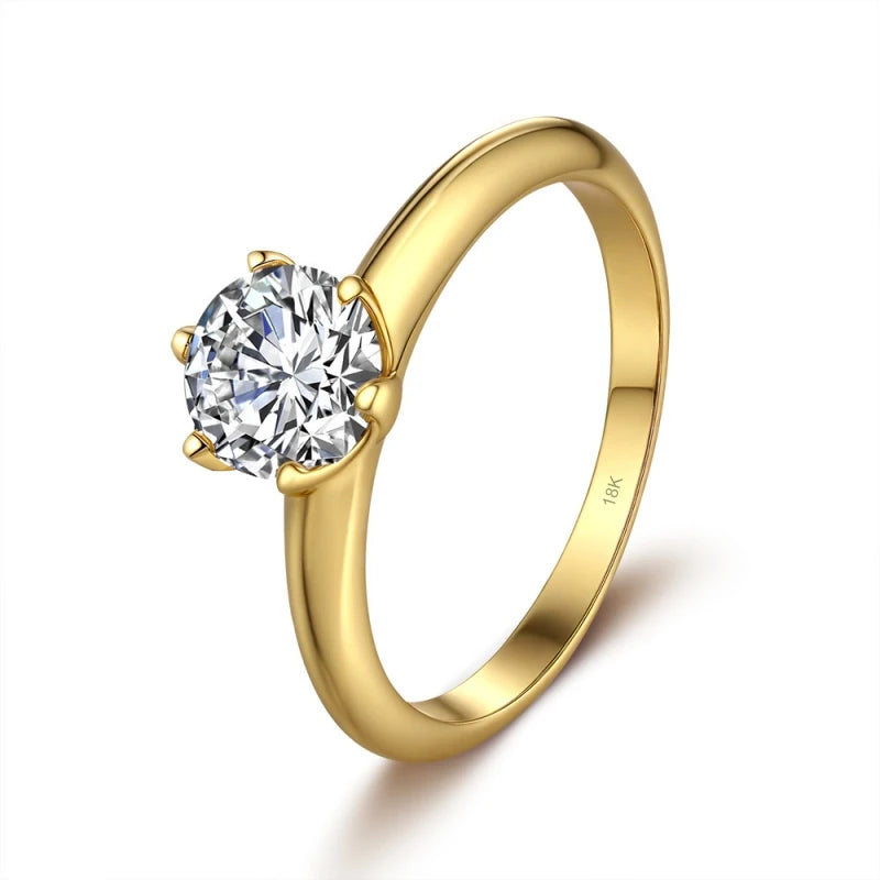 Classic Women Wedding Band 18K Gold Engagement Rings 1/2CT VVS1 D Color Moissanite Diamond Girl Birthday Gift Party Fine Jewelry