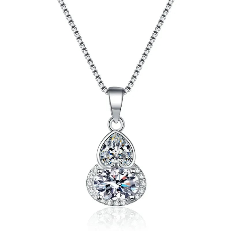 Classic PT950 Platinum Female Wedding Jewelry 1.5 Carat Moissanite Diamond VVS D Color Necklace Gourd shaped Pendant for women