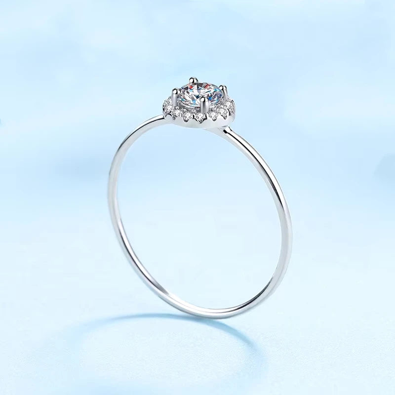 Daughter Adult's Day 18K White Gold Rings 0.3CT Moissanite Diamond Women Valentine's Day Girl Birthday Gift Fine Jewelry Classic
