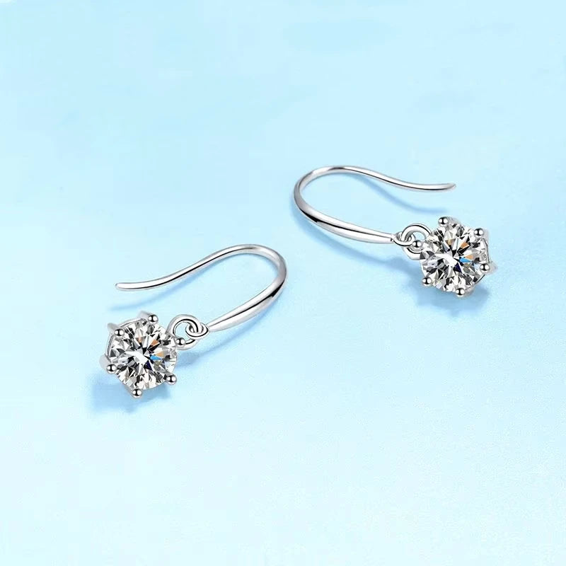 Girl Birthday Gift 18K White Gold Women Wedding Jewelry 1/2CT Moissanite Diamond Valentine's Day PT950 Platinum Drop Earrings