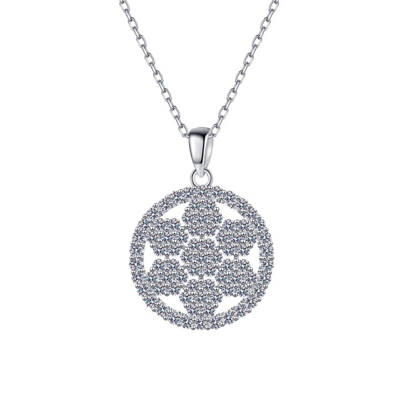 Women Valentine's Day 18K White Gold Wedding Necklaces 1CT Moissanite Diamond Flower Pendant PT950 Platinum Girl Birthday Gift