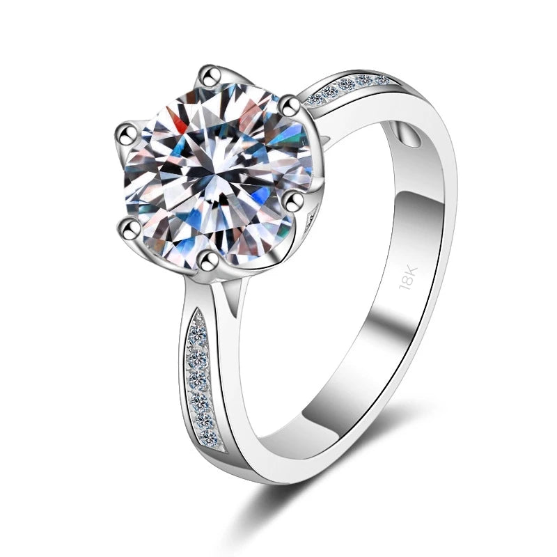Jewelry 18K White Gold 3 Carat VVS D Color Moissanite Diamond Engagement Ring Women Wedding Anniversary Day Gift Rings For Her