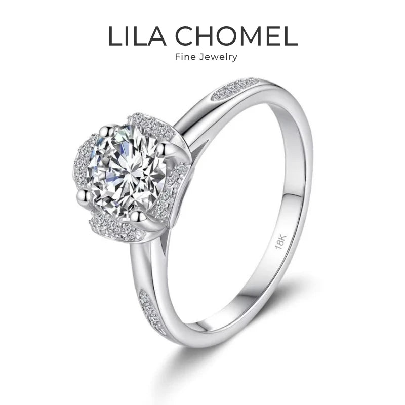 Girl Engagement 18K White Gold Wedding Band 1CT VVS 1 D Color Moissanite Diamond Women PT950 Platinum Birthday Gift Fine Jewelry