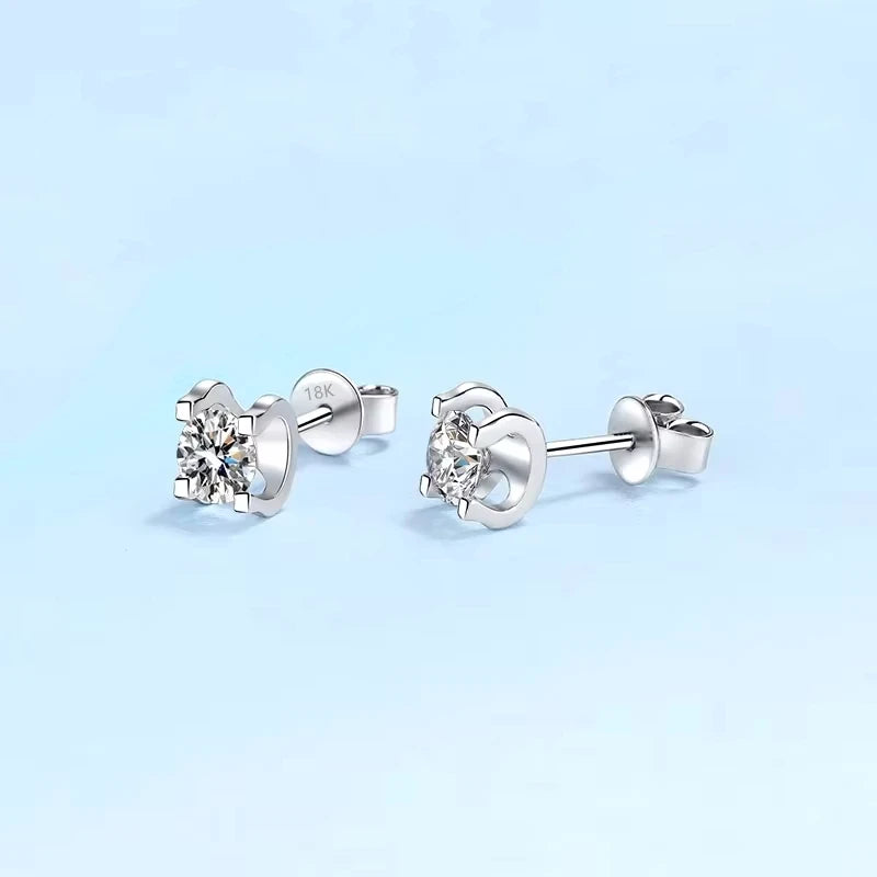 Girlfriend Birthday Gift White Gold 18K Earplug Stud Earrings D Color VVS 0.5/1CT Moissanite Diamond Women Wedding Fine Jewelry