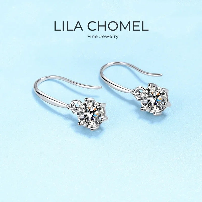Girl Birthday Gift 18K White Gold Women Wedding Jewelry 1/2CT Moissanite Diamond Valentine's Day PT950 Platinum Drop Earrings