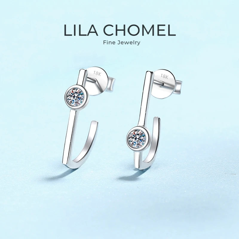Girl Birthday Gift 18K White Gold Wedding Fine Jewelry Earplug Stud Earrings Women 0.2CT Moissanite Diamond Girl Valentine's Day