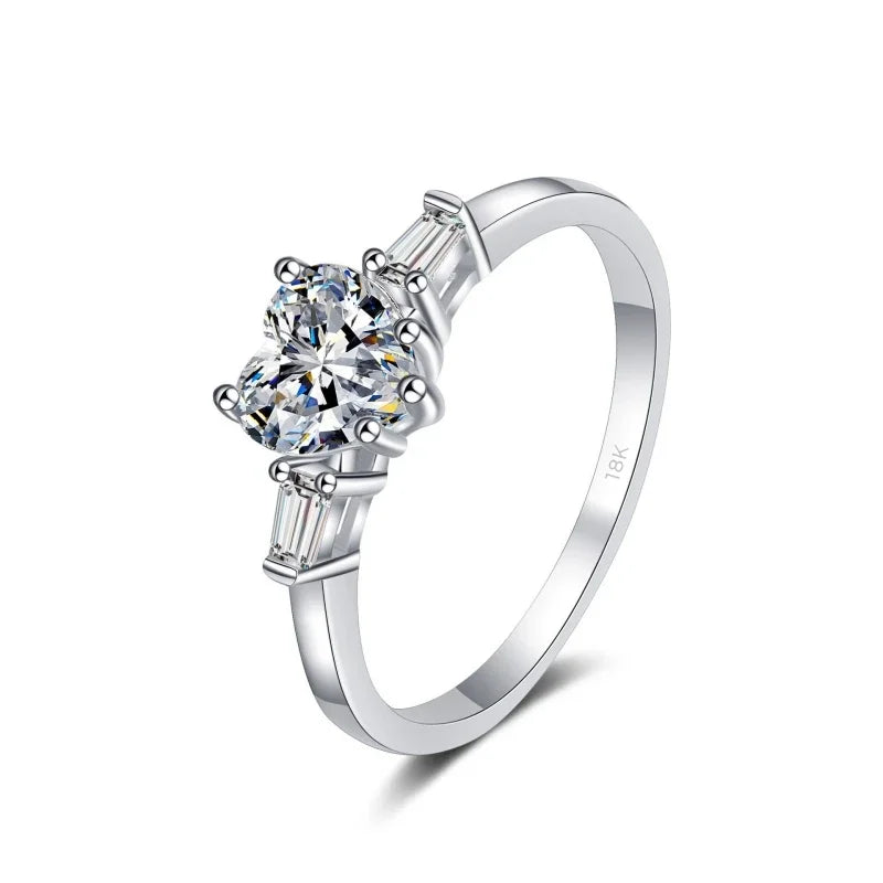 Designer Engagement Rings 18K White Gold Women Wedding Band Ring 1CT VVS1 D Color Moissanite Diamond Girlfriend Valentine's Day