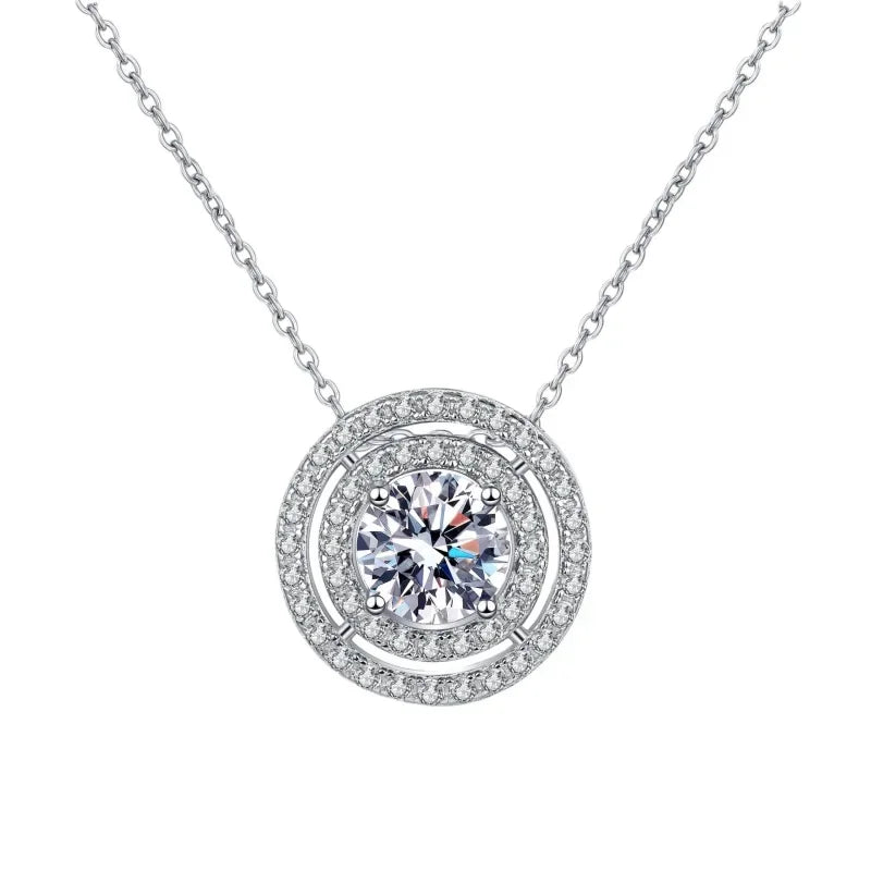 Colares de ouro branco 18K brilhantes para mulheres, presente de aniversário, pingente de diamante moissanite 0,5/1/2 ct, joias finas para namorada e casamento