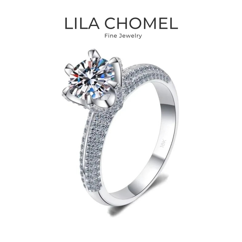 Engagement 18K White Gold Women Wedding Band 1/2CT Moissanite Diamond Girlfriend Birthday Gift Fine Jewelry PT950 Platinum Rings
