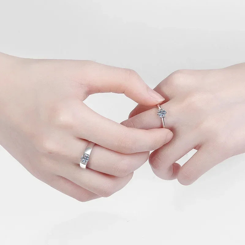 Aliança de casamento em ouro branco 18K, moissanita, diamante, anel de noivado feminino, masculino, 0,5/1 ct, dia dos namorados, PT950, presente de aniversário para meninas