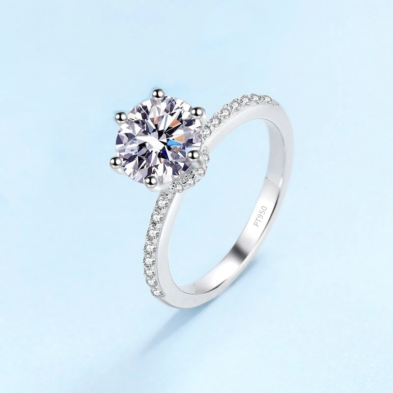 Engagement Women Rings Platinum PT950 Wedding Band 2CT VVS1 D Color Moissanite Diamond Girl Birthday Gift Wife Valentine's Day