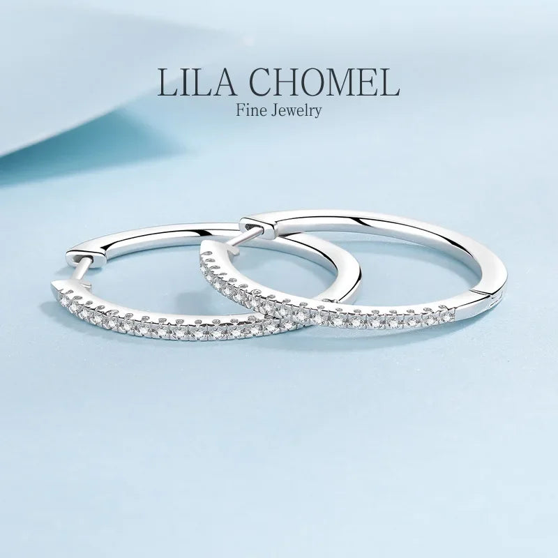 Fine Jewelry PT950 Platinum Full Moissanite Hoop Earrings Women Sparkling 0.54 Carat Diamond daily style to family Gift Classic
