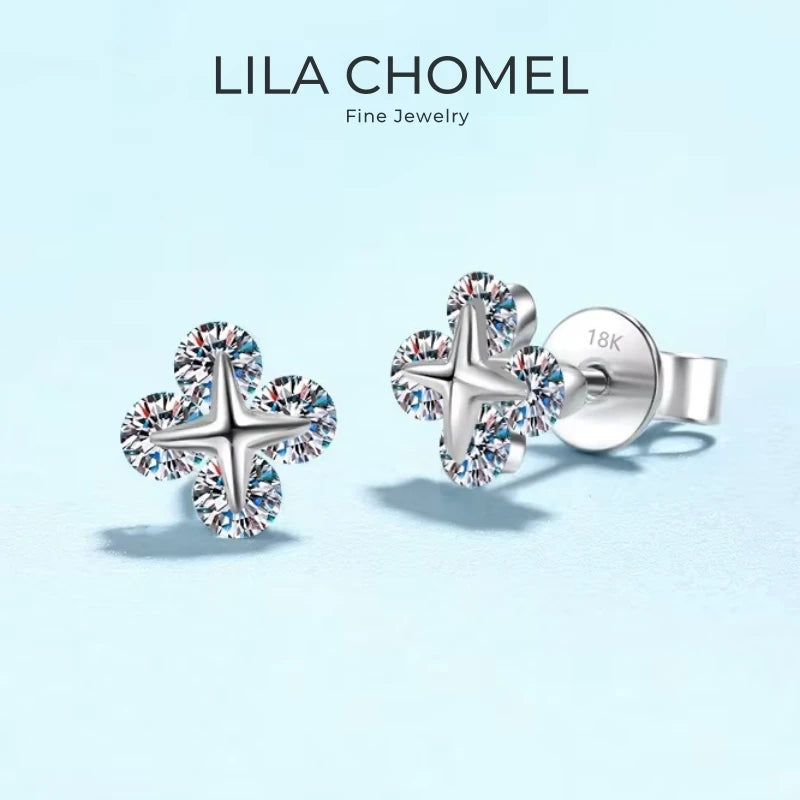 Lady Valentine's Day 18K White Gold Women Wedding Stud Earrings 0.8CT Moissanite Diamond PT950 Platinum Girl Birthday Gift Party