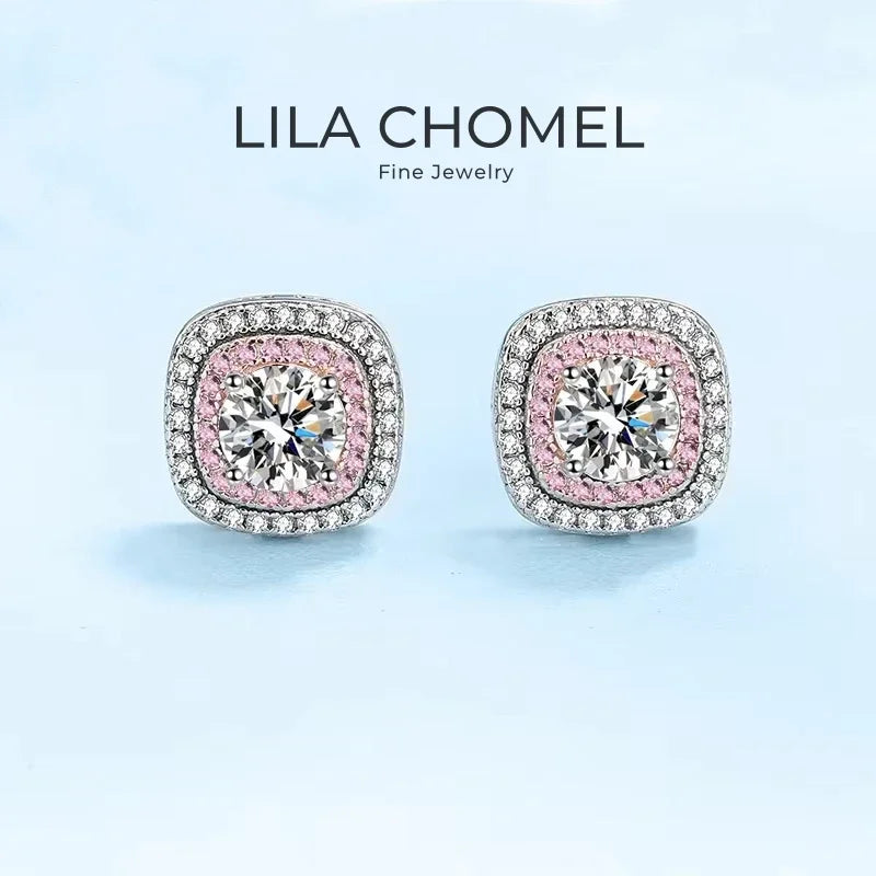 Girlfriend Birthday Gift 18K White Gold Stud Earrings 0.5CT Moissanite Diamond Women Valentine's Day PT950 Platinum Fine Jewelry