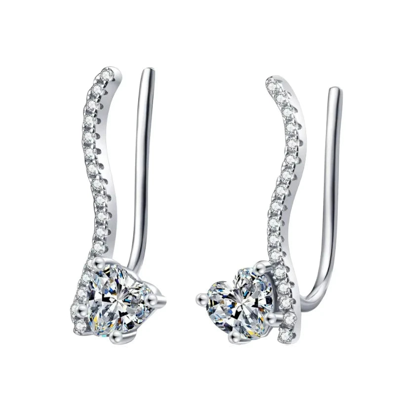 Girlfriend Birthday Gift 18K White Gold Women Wedding Stud Earrings 1CT Moissanite Diamond PT950 Platinum Lady Valentine's Day