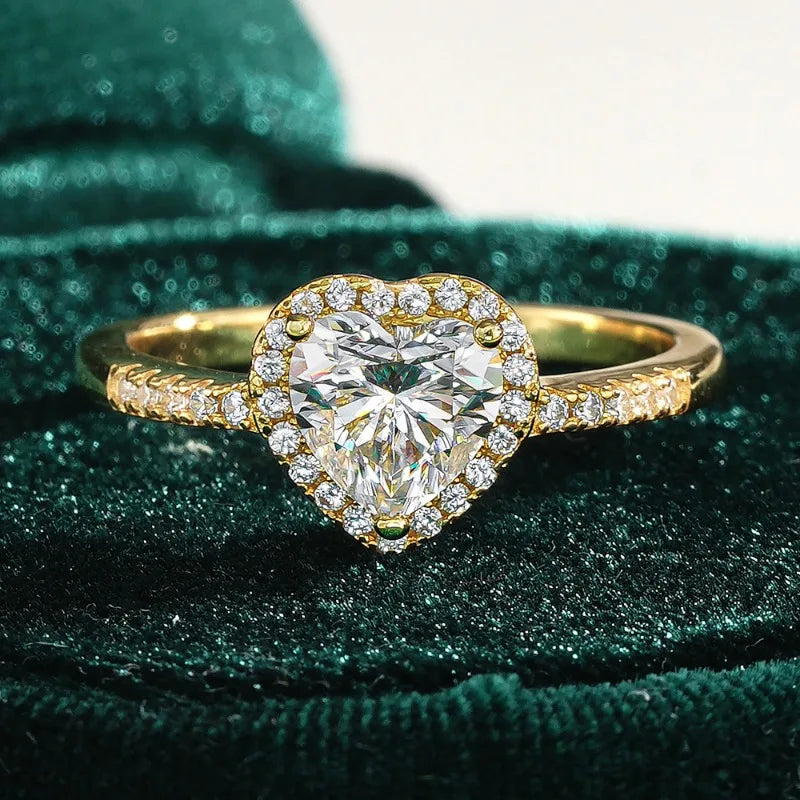 Girlfriend Valentine's Day 18K Gold Birthday Gift Rings 1CT Moissanite Diamond Women Engagement Lover Wedding Band Fine Jewelry