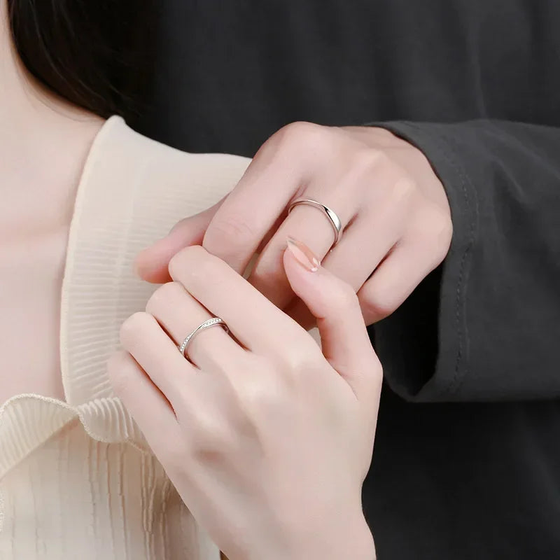 Lover Wedding Band 18K White Gold Men Women Valentine's Day Rings 0.64CT Moissanite Diamond Girl Engagement Boy Birthday Gift