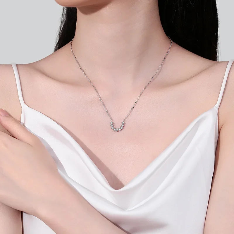 Lady Valentine's Day 18K White Gold Necklaces 0.54CT Moissanite Diamond Women Wedding Party PT950 Platinum Girl Birthday Gift