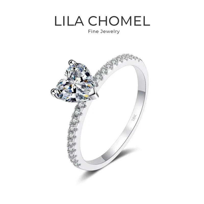 Engagement Women 18K White Gold Wedding Band 1/2CT Heart Moissanite Diamond Girlfriend Valentine's Day PT950 Platinum Lady Rings