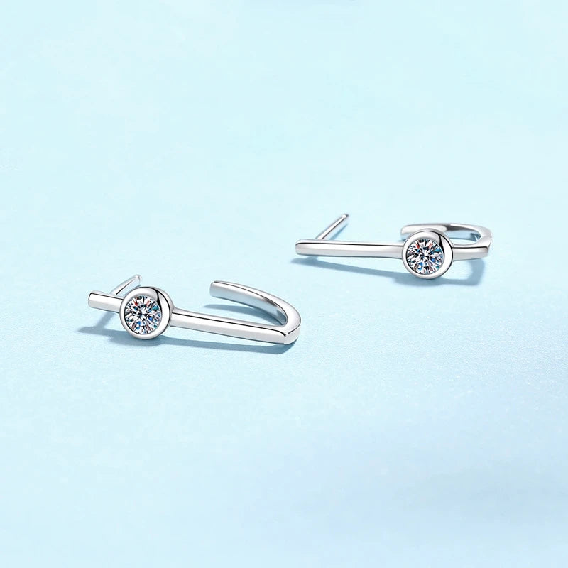 Girl Birthday Gift 18K White Gold Wedding Fine Jewelry Earplug Stud Earrings Women 0.2CT Moissanite Diamond Girl Valentine's Day