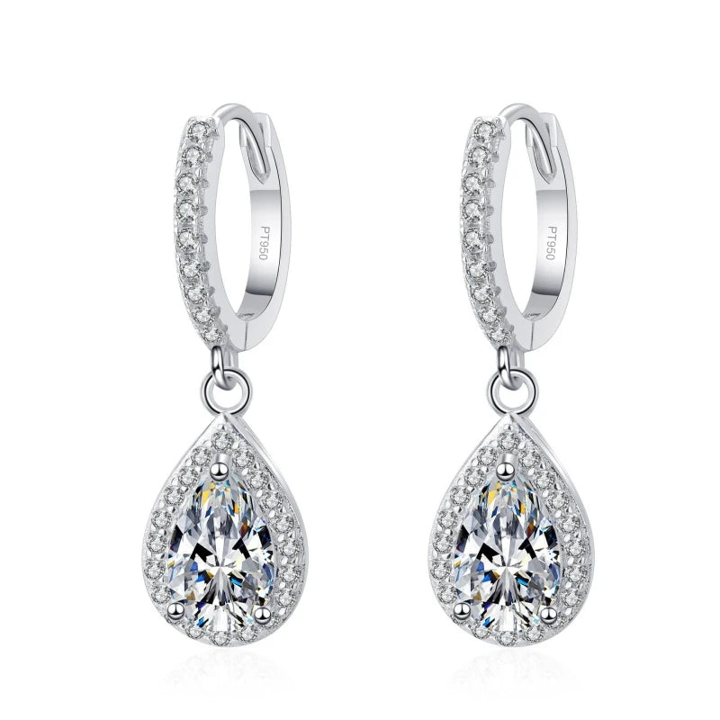 Women Valentine's PT950 Platinum Drop Earrings Wedding Jewelry 1/2CT Moissanite Diamond Girl Birthday Daughter Adult's Day Gift