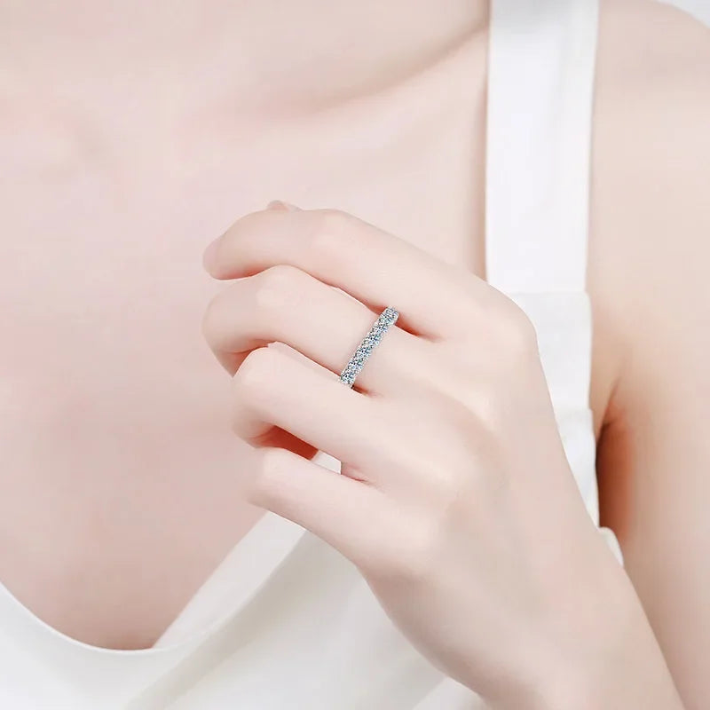 Women 18K White Gold Wedding Band 2.1CT Moissanite Diamond PT950 Platinum Girlfriend Birthday Gift Rings Valentine's Day Jewelry