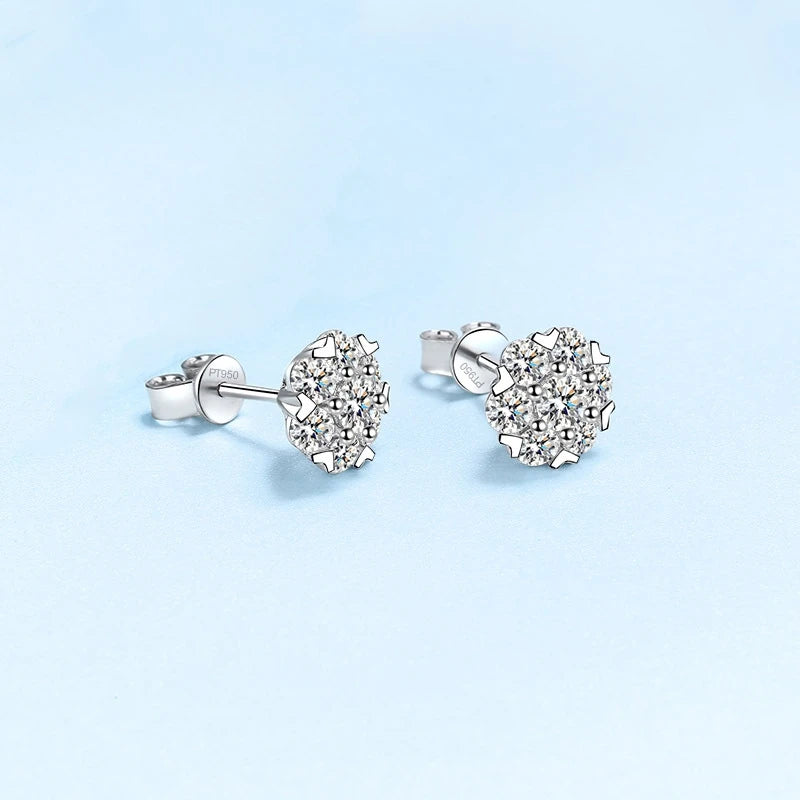 Daughter Adult's Day Gift Platinum PT950 Stud Earrings Girl Birthday Gift 0.48/1.6CT Moissanite Diamond Valentine's Day WOMEN