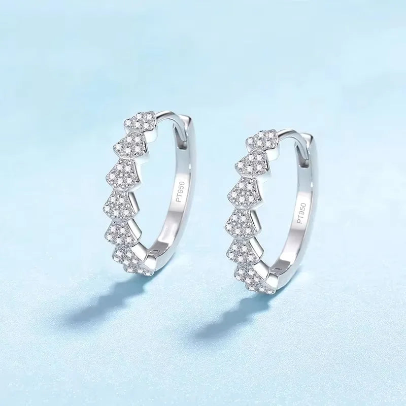 Girlfriend Birthday Gift Platinum PT950 Women Wedding Hoop Earrings Elegance Moissanite Diamond 0.35CT Engagement Fine Jewelry