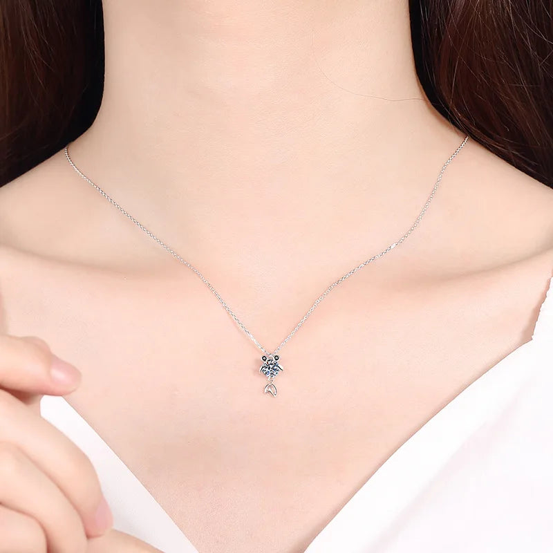 Luxury Platinum Pt950 cute fish Pendant for Women designer Moissanite Diamond Necklace birthday party Fine Jewelry girls Gift