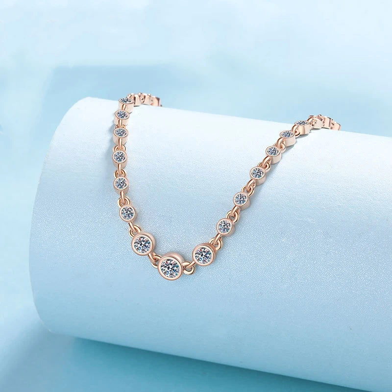Daughter Adult's Day Gift 18K White/Rose Gold Bracelets 0.84CT Moissanite Diamond Women Valentine's Day PT950 Girl Birthday Gift