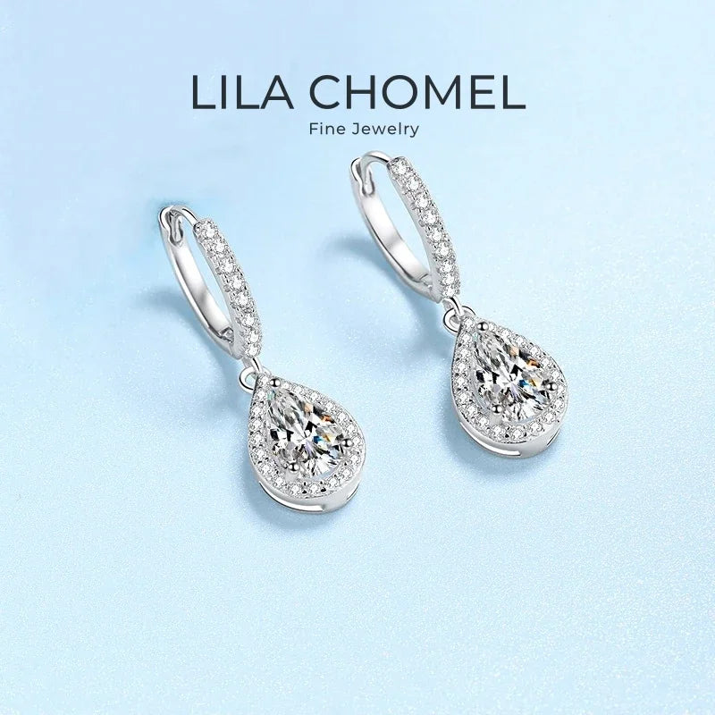 Wedding 18K White Gold Drop Earrings Women Birthday Gift Water Drop 1/2CT Moissanite Diamond Girl Engagement Lady Fine Jewelry