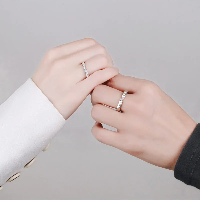 Birthday Gift 18K White Gold Women Men Couple Rings Valentine's Day Unisex 0.48ct Moissanite Diamond Lovers Girl Wedding Bands