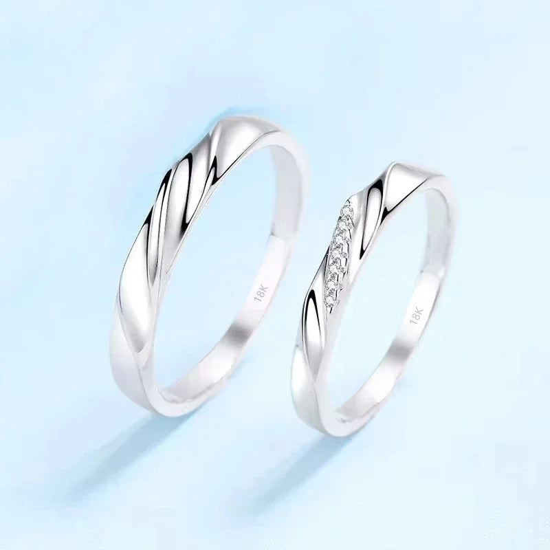 Engagement 18K White Gold Men Women Wedding Band Lover Moissanite Diamond Girl Birthday Gift Couple Rings Unisex Valentine's Day