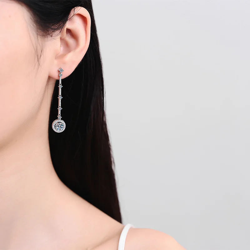 Girl Birthday Gift 18K White Gold Wedding Drop Earrings 2CT Moissanite Diamond Women Valentine's Day PT950 Platinum Fine Jewelry