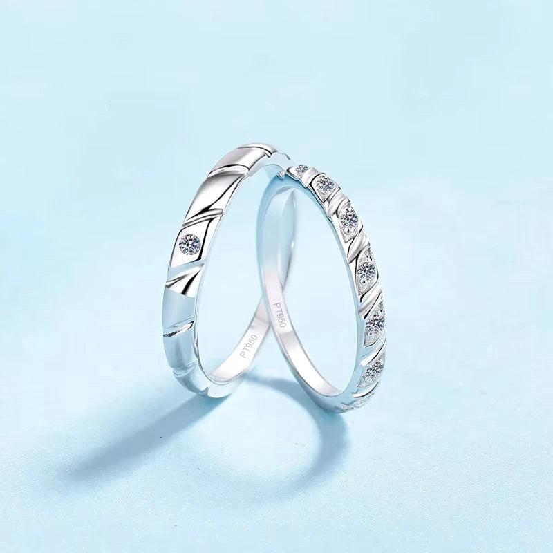 Lovers PT950 Platinum Women Men Wedding Bands Moissanite Diamond 0.12/0.25CT Girl Boy Birthday Gift Daughter Rings Fine Jewelry