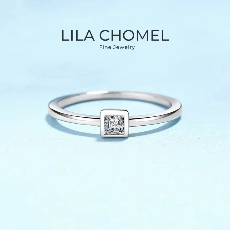 Fine Jewelry 18K White Gold Women Wedding Band Daughter Square Moissanite Diamond 0.3CT Girl Birthday Gift PT950 Platinum Rings