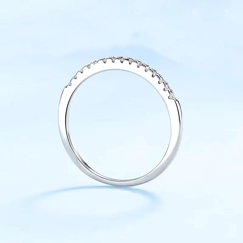Anéis de ouro branco 18K para mulheres, noivado, filha, diamante moissanite 0,15ct, presente de aniversário para meninas, joias finas, festa de dia dos namorados