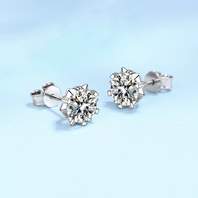 Wife Birthday Gift 18K White Gold Girl Stud Earrings 0.3/0.5/1/1.5/2CT Moissanite Diamond PT950 Platinum Women Valentine's Day