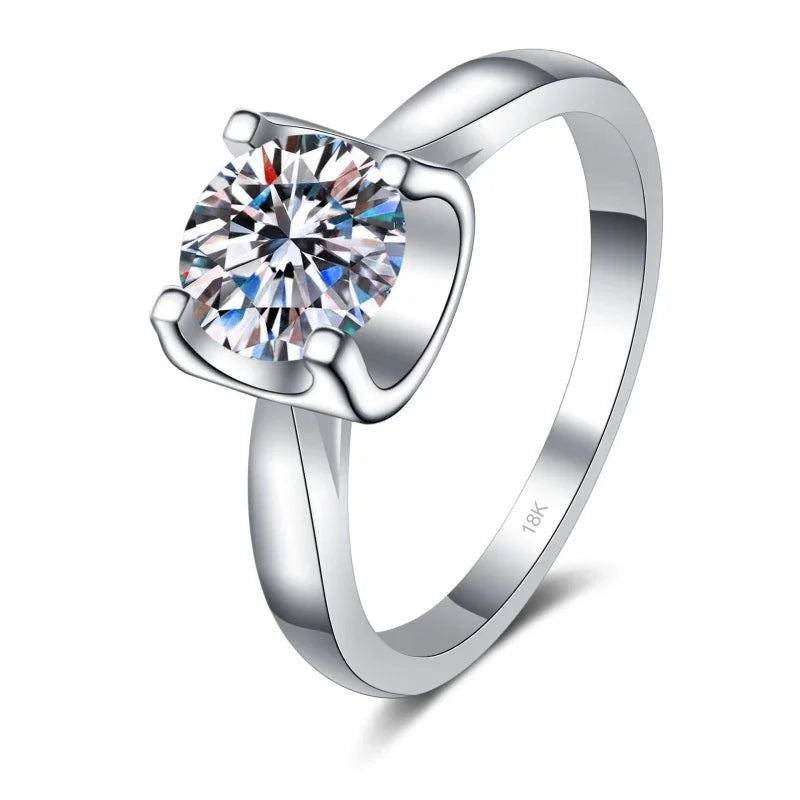 Lady Engagement Rings 18K White Gold Women Wedding Band VVS D Color 0.5/1CT Moissanite Diamond Girl PT950 Platinum Birthday Gift