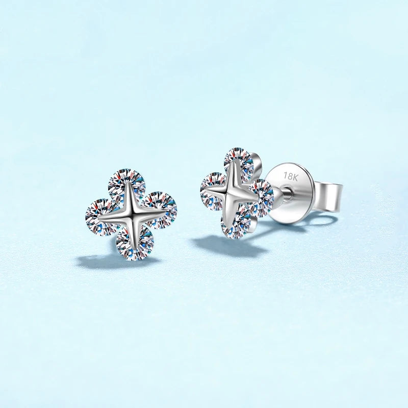 Daughter Adult's 18K White Gold Women Wedding Stud Earrings Valentine's Day 0.8Carat Moissanite Diamond Girlfriend Birthday Gift