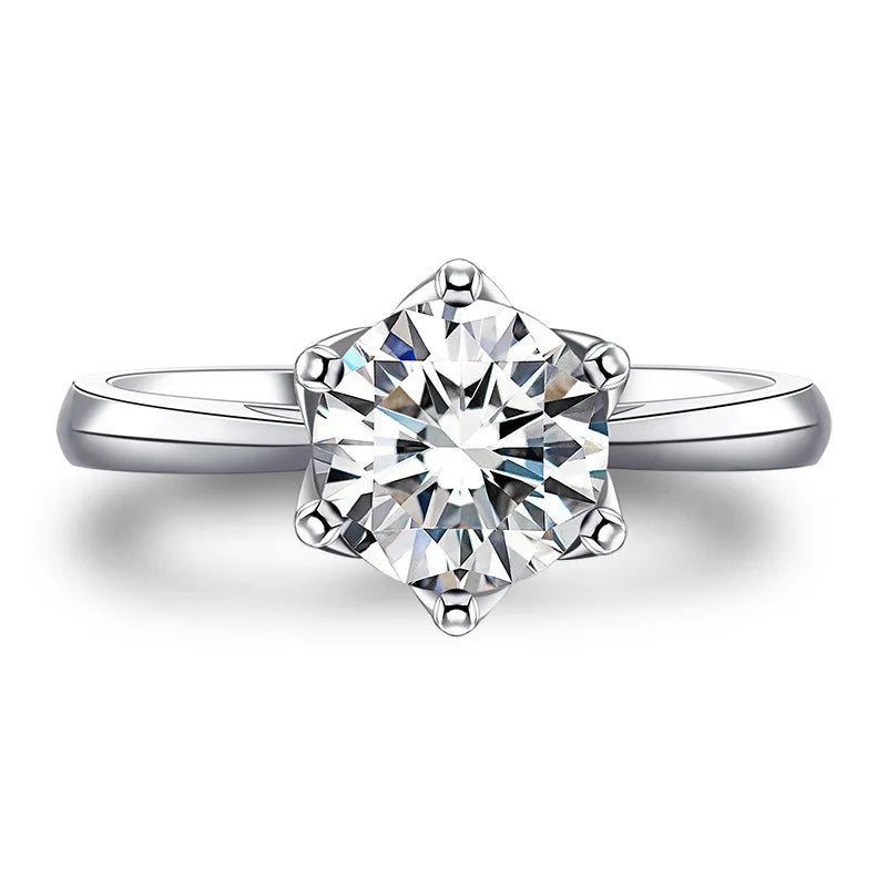 Daughter Birthday Gift 18K White Gold Women Valentine's Day Rings 1CT Moissanite Diamond PT950 Platinum Wedding Band Lover Party